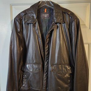 Docker's Leather Bomber Jacket LG Brown